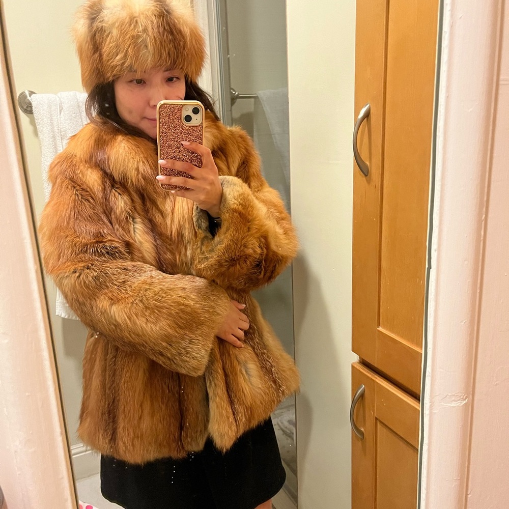 Fox fur coat. Vintage